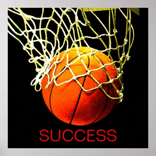 Motivational Success Basketball Poster