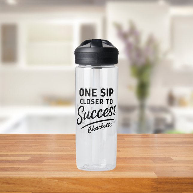 Motivational success quote black water bottle (Creator Uploaded)
