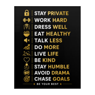 Motivational Success Quotes Black Gold Typography Acrylic Print