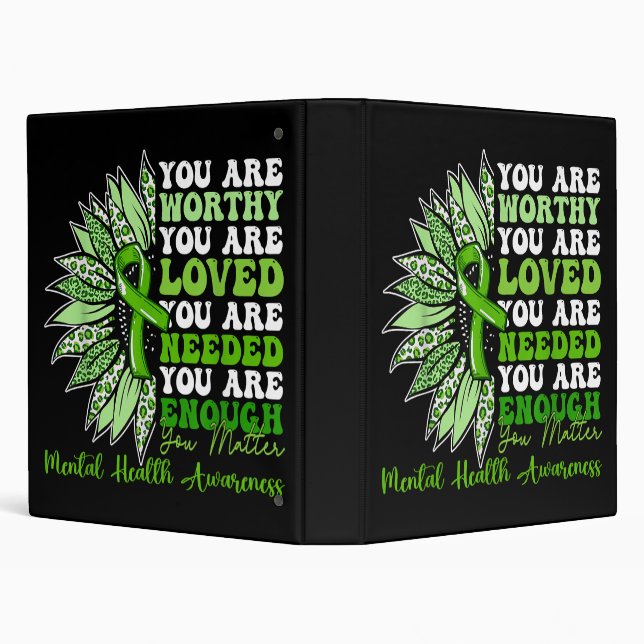 Motivational Support Warrior Mental Health Awarene 3 Ring Binder (Background)