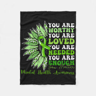 Motivational Support Warrior Mental Health Awarene Fleece Blanket
