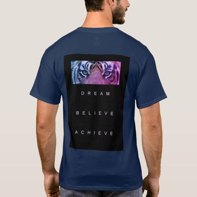 Motivational Template Modern Elegant Navy Blue T-Shirt (Back)