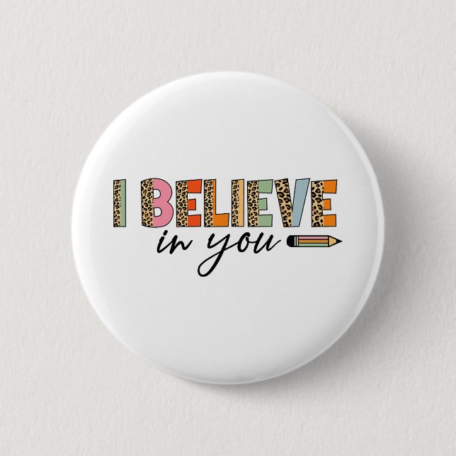 Motivational Testing Funny School Teacher Kid Test Button (Front)