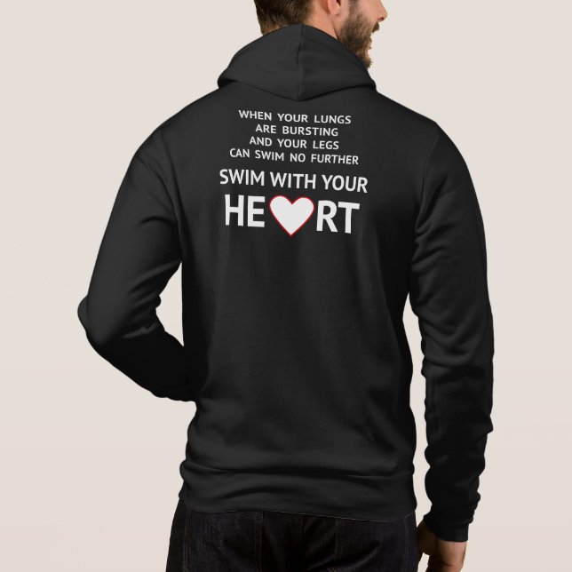 Motivational text custom name swimmers hoodie (Back)