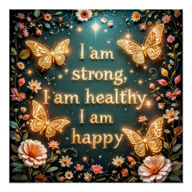 Motivational text with butterflies #1 poster (Front)