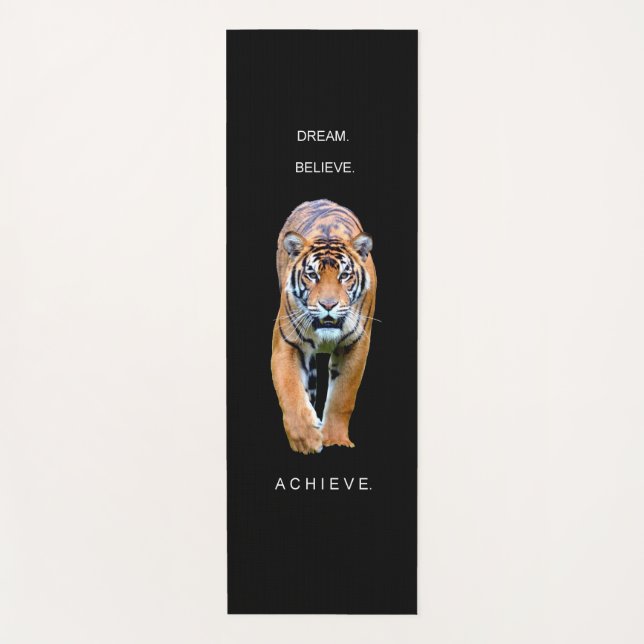 Motivational Tiger Black Template Success Quote Yoga Mat (Front)