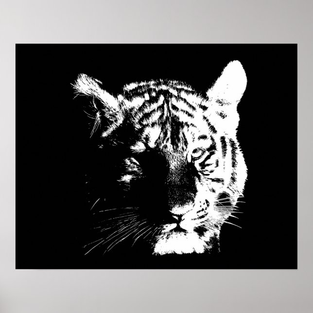 Motivational Tiger Eyes Black & White Poster (Front)