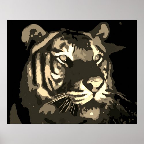 Motivational Tiger Eyes Vintage Sepia Poster