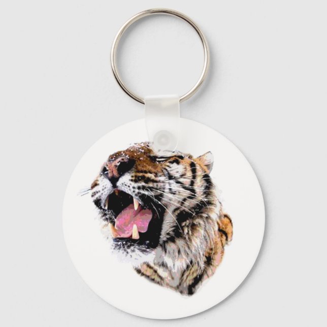 Motivational Tiger Face Keychain (Front)