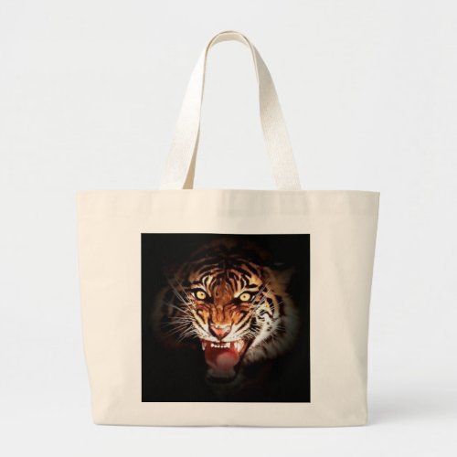 Motivational Tiger Face Large Tote Bag