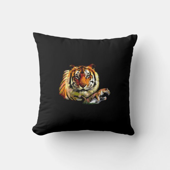 Motivational Tiger Face Throw Pillow (Front)