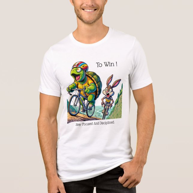 Motivational Tortoise vs. Hare Cycling Race Design Tri-Blend Shirt (Front)
