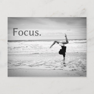 Motivational Training Beach Focus Handstand Postcard