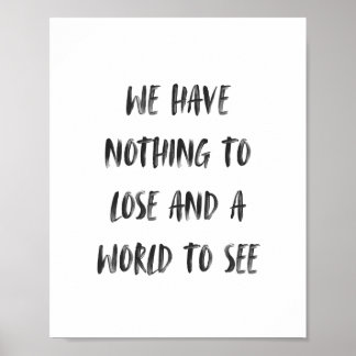 Motivational Travel Quote Minimal Black Brush Poster