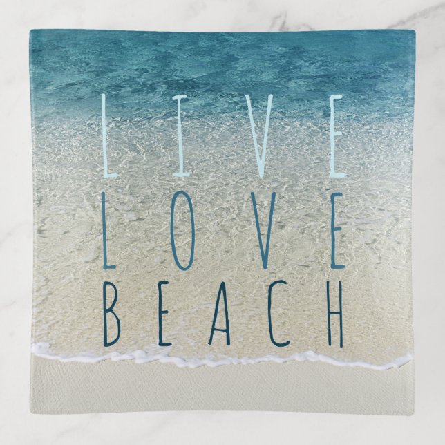 Motivational Turquoise Blue Ocean Surf Waves Photo Trinket Tray (Front)