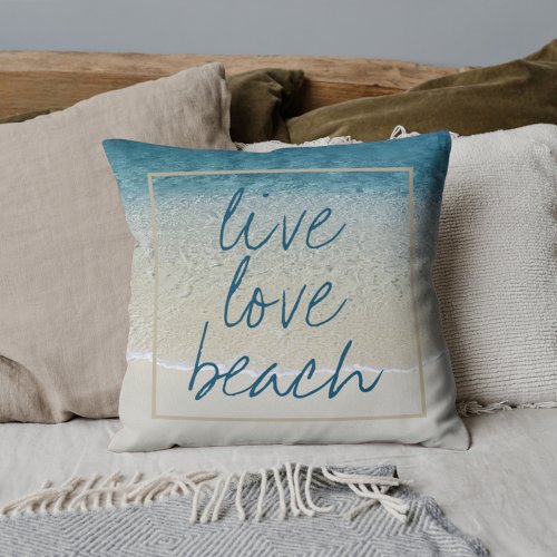 Motivational Turquoise Blue Ocean Surf Waves Throw Pillow