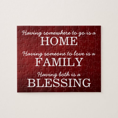 Motivational Typography Family Quote Jigsaw Puzzle