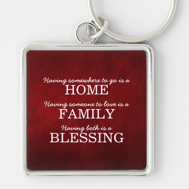 Motivational Typography Family Quote Keychain (Front)