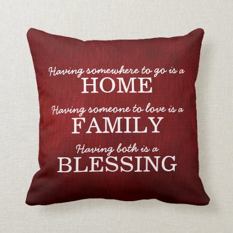Motivational Typography Family Quote Throw Pillow