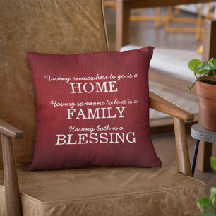 Motivational Typography Family Quote Throw Pillow