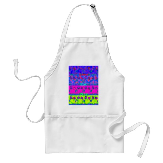 Motivational Vibrant "Eat Love & Play" Art Print Adult Apron (Front)