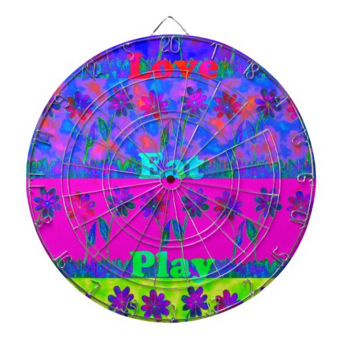 Motivational Vibrant Eat Love  Play Art Print  Dart Board