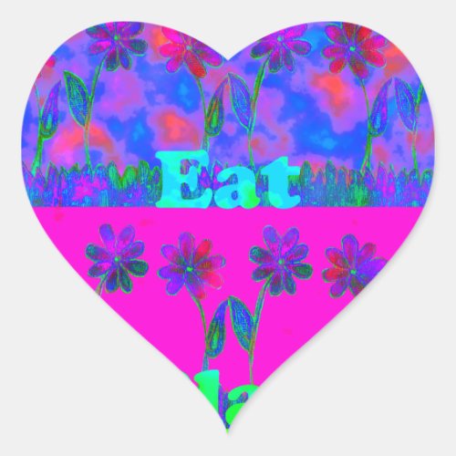Motivational Vibrant Eat Love  Play Art Print  Heart Sticker