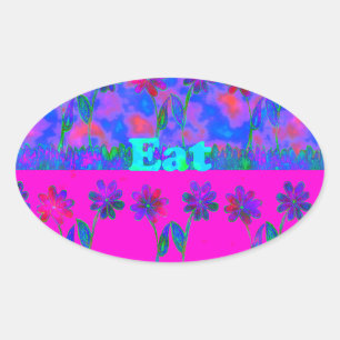 Motivational Vibrant "Eat Love & Play" Art Print Oval Sticker