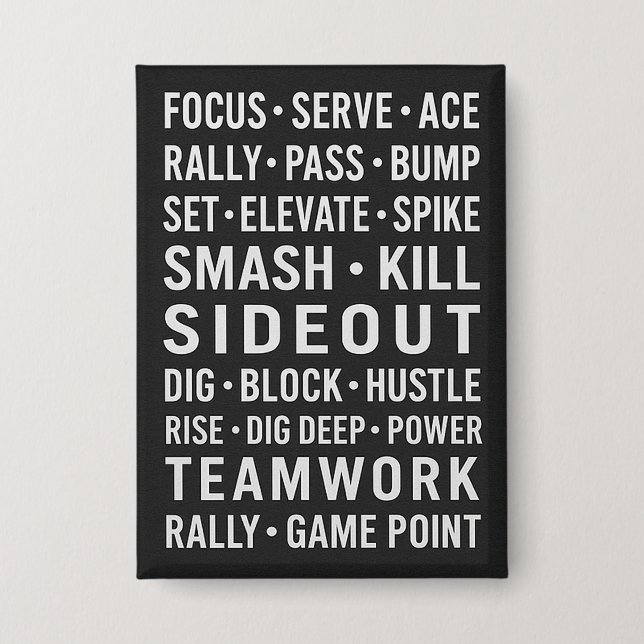 Motivational Volleyball  Button (Front)