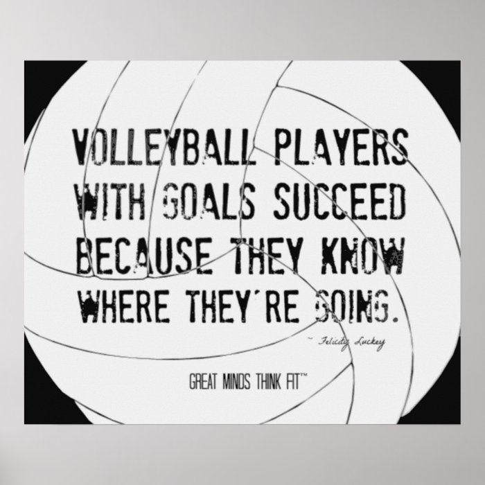 Motivational Volleyball Print 006 Black and White