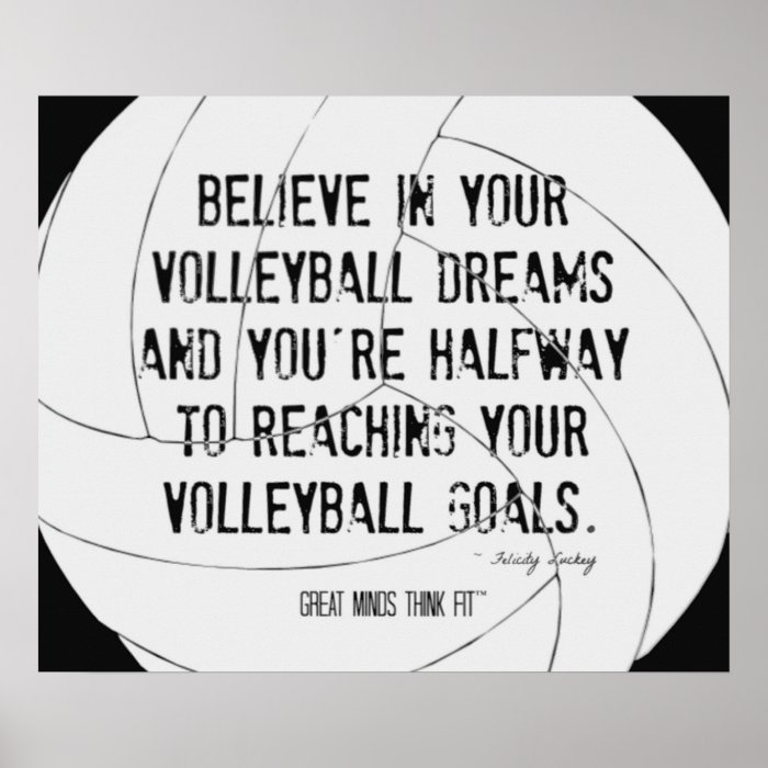 Motivational Volleyball Print 020 Black and White