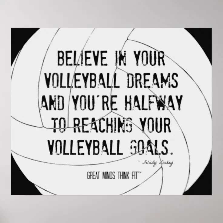 Motivational Volleyball Print 020 Black And White 