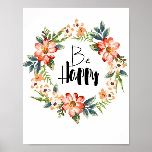 Motivational wall art Be happy Print