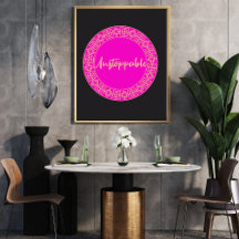 Motivational Wall Art for Women Pink & Black