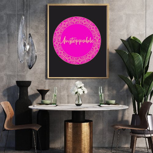 Motivational Wall Art for Women Pink  Black