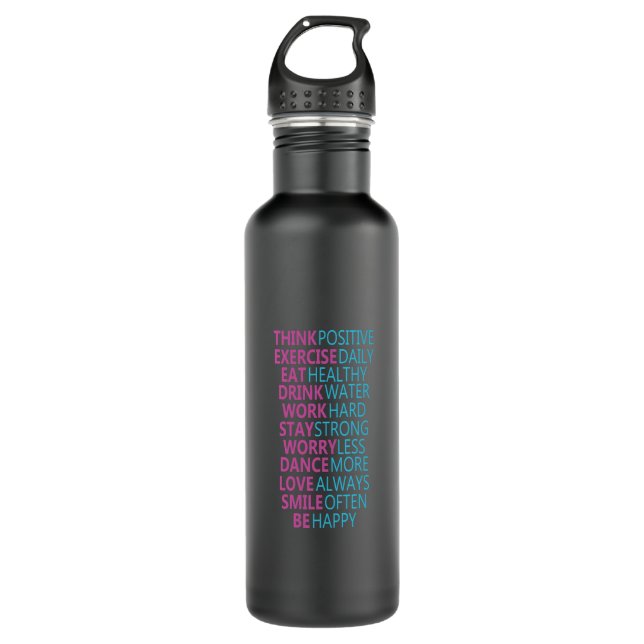 Motivational Water Bottle Pink Inspirational Quote (Front)
