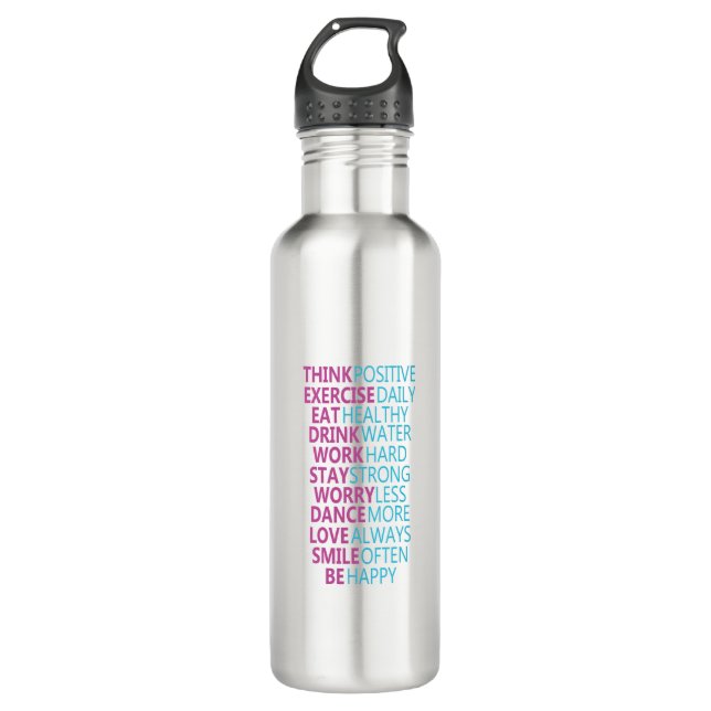 Motivational water tracker stainless steel water b bottle (Front)