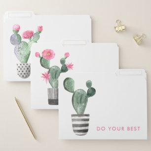 Motivational Watercolor Cactus and Succulent File Folder
