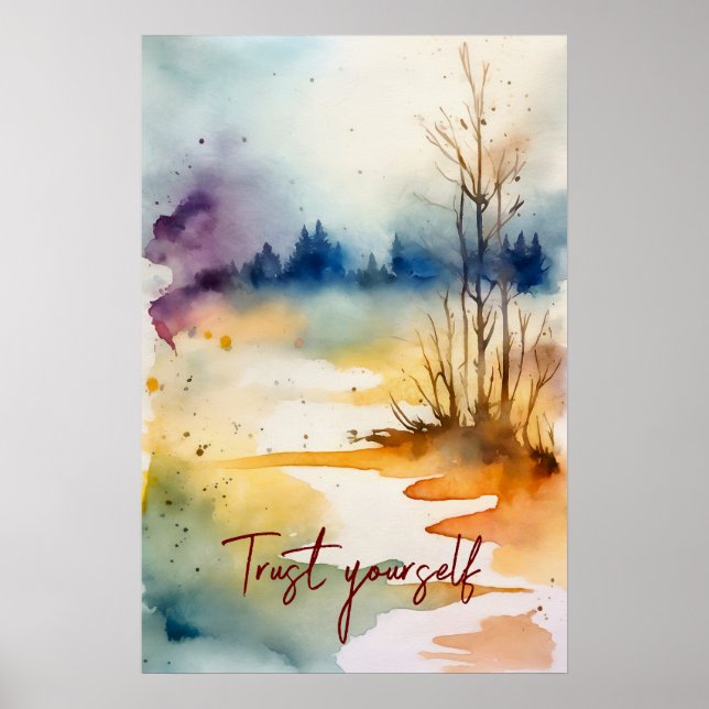 Motivational Watercolor Wall Art Poster 38 (Front)