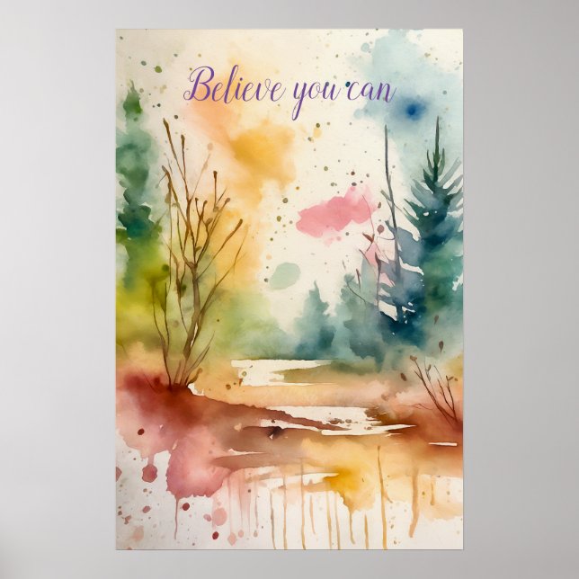 Motivational Watercolor Wall Art Poster 39 (Front)