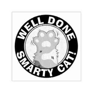 Motivational Well done Smarty Cat Cute Reward Self-inking Stamp