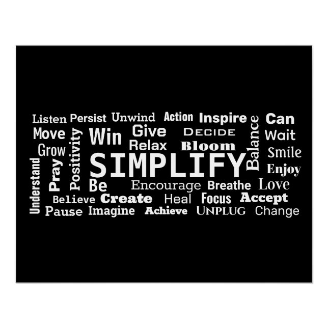 Motivational Word Cloud On Black Poster (Front)