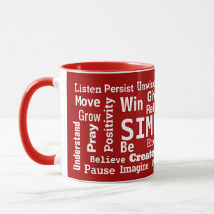 Motivational Word Cloud On Red Mug