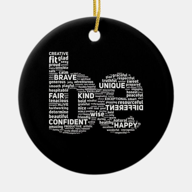 Motivational Word Cloud Throw Pillow Ceramic Ornament (Front)