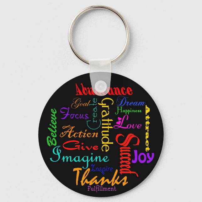 Motivational Word Collage Keychain (Front)