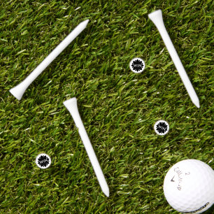 Motivational Word Win White on Black Golf Tees
