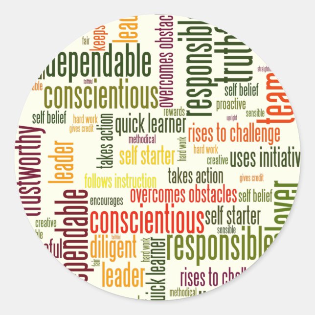 Motivational Words #4 positive values Classic Round Sticker (Front)