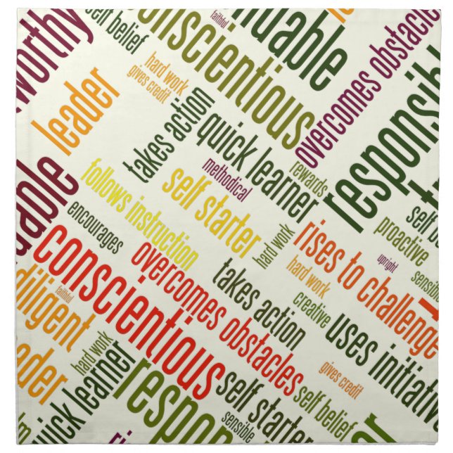 Motivational Words #4 positive values Cloth Napkin (Front)