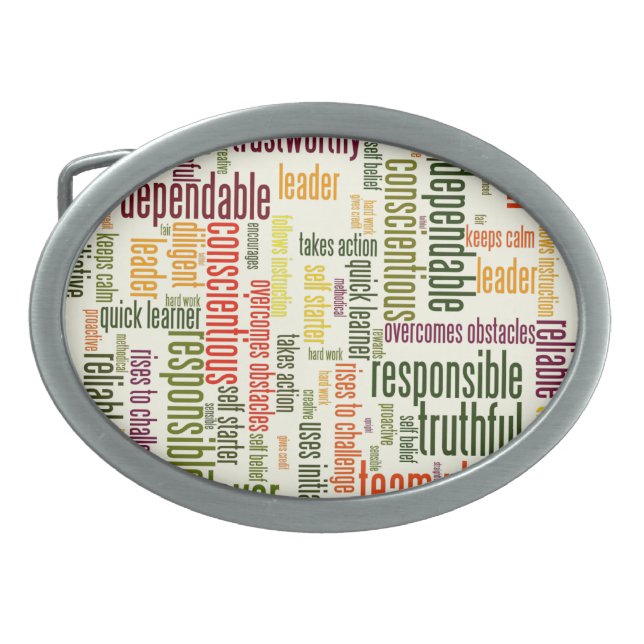 Motivational Words #4 positive values Oval Belt Buckle (Front)