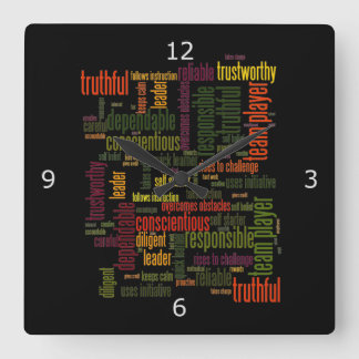 Motivational Words #4 positive values Square Wall Clock
